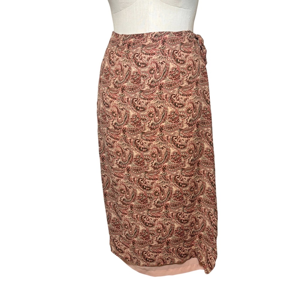 Charter Club Womens Silk Skirt 14P Paisley Wrap Midi Boho Fairy Grunge Hoco Fall